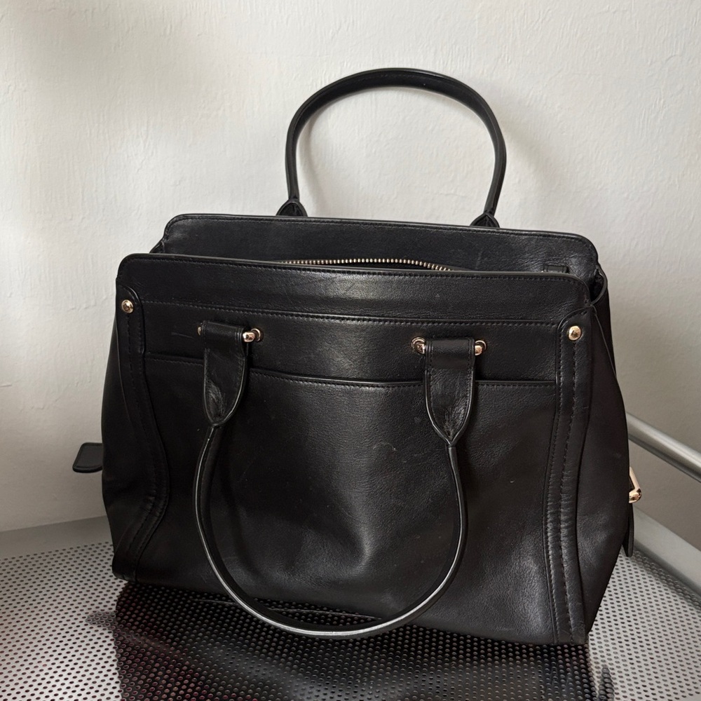 Coach Swagger Frame Satchel Black Leather Handbag with Crossbody Strap - Picture 12 of 16